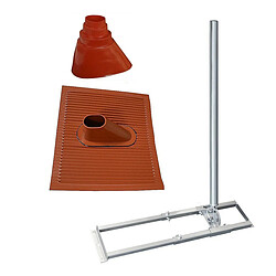 Support de chevrons de toit charpente Fixation Antenne Parabole Acier 1m Mât 48mm + Manchon Rouge + Tuile plastique / Alu Rouge