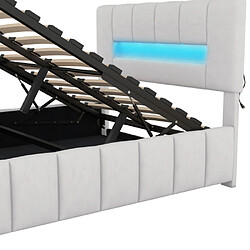 ComfortXL Lit Double 140x200cm Avec Rangement, LED Intégrée - Matelas Non Inclus pas cher