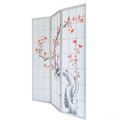 Acheter Decoshop26 Paravent 3 panneaux japonais en bois blanc 132x175 cm PAR06016