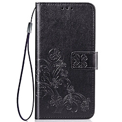 Wewoo Housse Coque Étui en cuir à Motif fleurs repiquées Lucky Clover pour LG G8 ThinQavec support et emplacements cartesainsi que portefeuille et dragonne Noir