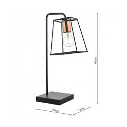 Luminaire Center Lampe de table Tower Cuivre poli,noir satiné 1 ampoule 49cm pas cher