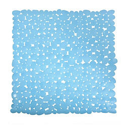 MSV Tapis Fond de douche PVC GALETS 53x53cm Bleu Ciel