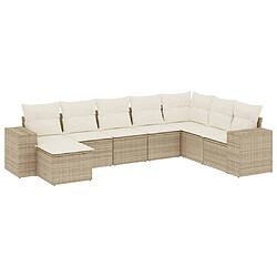 vidaXL Salon de jardin avec coussins 8 pcs beige résine tressée