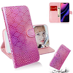 Wewoo Housse Coque Pour iPhone 11 couleur unie coloré boucle magnétique horizontale étui en cuir PU avec titulaire et fentes cartes et portefeuille et lanière rose