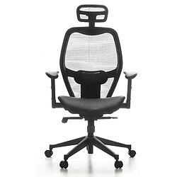 Siège de bureau / Fauteuil de direction AIR-PORT, assise cuir/ dossier maille noir hjh OFFICE