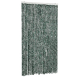 vidaXL Rideau anti-mouches vert et blanc 118x220 cm chenille