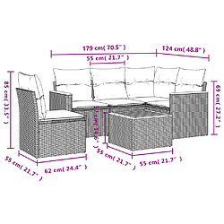 Avis Maison Chic Salon de jardin 6 pcs avec coussins | Ensemble de Table et chaises | Mobilier d'Extérieur gris résine tressée -GKD91220