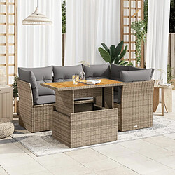 vidaXL Salon de jardin avec coussins 5 pcs beige résine tressée