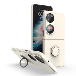 Coque en TPU antichoc avec béquille à anneau rotatif blanc pour votre Huawei P50 Pocket