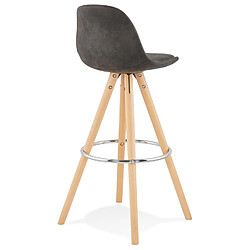 Acheter Alterego Tabouret de bar 'MARKA' en microfibre grise et pieds en bois naturel