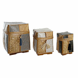 Set de basket DKD Home Decor Naturel 33 x 33 x 40 cm Bambou 32 x 32 x 40 cm Boho