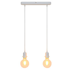 2 lampes suspension design en métal blanc E27 compatible LED