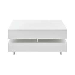 Helloshop26 Table basse de salon avec 4 compartiments de rangement stockage 75 x 75 cm 15 mm blanc brillant 03 0006141