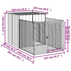 Acheter vidaXL Niche pour chien avec cour anthracite 110x201x110 cm