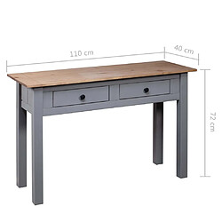 vidaXL Table console Gris 110x40x72 cm Pin solide Gamme Panama pas cher