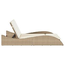 Maison Chic Chaise longue avec coussins, Transats, Bain de Soleil beige 114x205x73 cm résine tressée pas cher