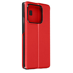 Avizar Étui Folio pour Xiaomi 13 Fenêtre Affichage Heure Support Vidéo Rouge