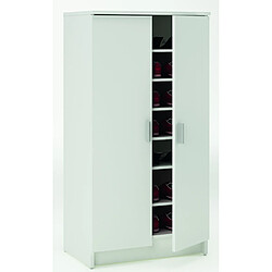 Pegane Armoire à chaussures avec 2 portes, Coloris blanc prle, 54.6 x 108.4 x 35.3 cm