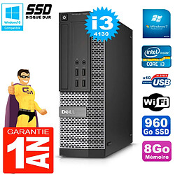 PC DELL 7020 SFF Core I3-4130 RAM 8Go Disque Dur 960 Go SSD Graveur DVD Wifi W7 - Occasion