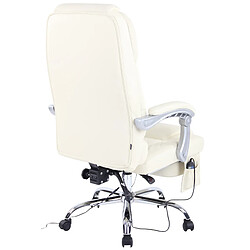 Decoshop26 Fauteuil de bureau avec fonction massage et repose-pieds ajustables en véritable cuir crème 10_0002573 pas cher