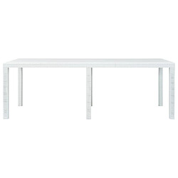 vidaXL Table de jardin Blanc 220x90x72 cm Plastique Aspect de rotin