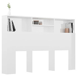 Avis vidaXL Armoire de tête de lit Blanc brillant 160x19x103,5 cm