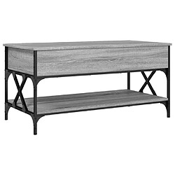 ComfortXL Table Basse Sonoma Gris 100x50x50 Cm Bois D'ingénierie Et Métal