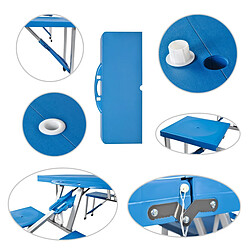 Malatec Table d'appoint pliante valise pique-nique camping Bleu