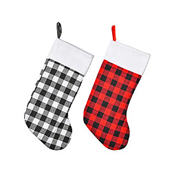 C32 2PCS Chaussettes de décoration de Noël Chaussettes de Noël Grandes chaussettes de treillis Pendentifs d'arbre de Noël Scène à la maison Décoration de cheminée