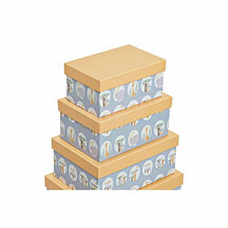 Avis Jeu de Caisses de Rangement Empilables DKD Home Decor animaux Bleu Carton (43,5 x 33,5 x 15,5 cm)