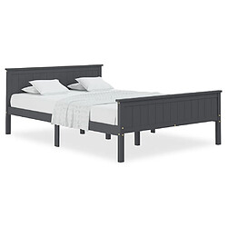 vidaXL Cadre de lit sans matelas bois massif de pin gris 140x200 cm