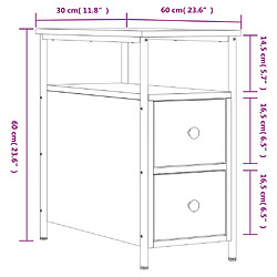 vidaXL Table de chevet noir 30x60x60 cm bois d’ingénierie pas cher