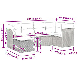 vidaXL Salon de jardin avec coussins 6 pcs marron résine tressée pas cher