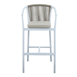 AXI Ravi Set de 2 Tabourets de Bar en BLANC / kaki | Chaise de bar en Aluminium & corde d'oléfine | Tabouret de bar pour le jardin / l'extérieur - supporte jusqu'à 120 kg