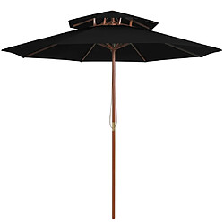 Maison Chic Parasol Jardin | Parasol double avec mat en bois Noir 270 cm - GKD49598