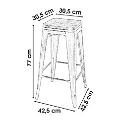 Toilinux Lot de 4 Tabourets de bar vintage Liv - Rouge