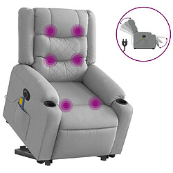 vidaXL Fauteuil inclinable de massage électrique Gris clair Tissu