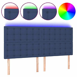 Maison Chic Tête de lit scandinave à LED,meuble de chambre Bleu 160x5x118/128 cm Tissu -MN27907