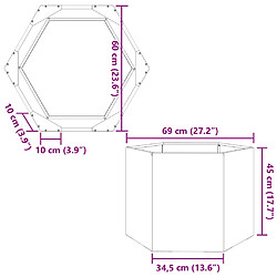 vidaXL Jardinière noir hexagone 69x60x45 cm acier pas cher