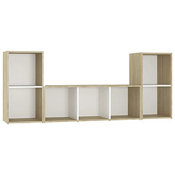 vidaXL Ensemble de meubles TV 3 pcs Blanc chêne sonoma Bois ingénierie