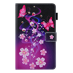 Etui en PU texture croisée avec porte-cartes papillons roses pour votre Samsung Galaxy Tab A8 10.5 2021 SM-X200/X205