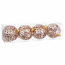 BigBuy Christmas Boules de Noël Bronze Plastique Polyfoam 8 x 8 x 8 cm (4 Unités)