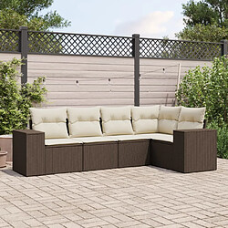 vidaXL Salon de jardin avec coussins 5 pcs marron résine tressée