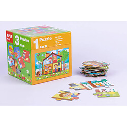 Puzzles Éducatifs Apli - 24 Pièces de 7x7cm - Développement des Compétences et des Capacités - Thèmes : Animaux, Maison et Saisons - Idéal pour les Enfants de 3 Ans et Plus - Format Cube Résistant et Sécuritaire