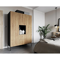 Bestmobilier Felicia - armoire - bois et noir - 135x200 cm