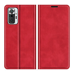 Etui en PU Toucher cutané auto-absorbé avec support rouge pour votre Xiaomi Redmi Note 10 Pro