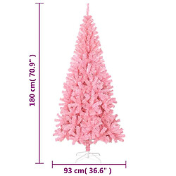 vidaXL Sapin de Noël artificiel avec support rose 180 cm PVC pas cher