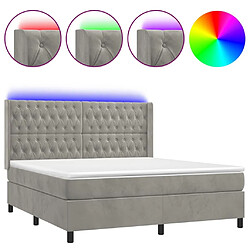 Maison Chic Lit adulte- Lit + matelas + LED,Sommier à lattes de lit matelas et LED Gris clair 180x200 cm -GKD72814