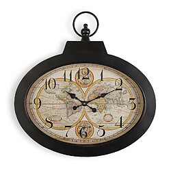 Versa Horloge Murale pour la Cuisine, Pendule pour Salon Pangea 60x6x63cm,Métal, Noir