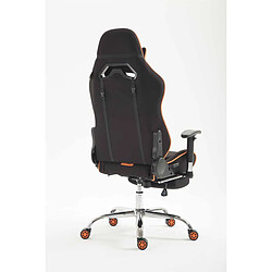 Avis Decoshop26 Fauteuil de bureau chaise gamer avec repose-pieds extensible en tissu noir / orange et métal chromé 10_0002742